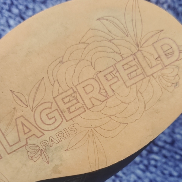 Karl Lagerfeld Elegant Black Slides Upper Leather Size 8.5 - Picture 9 of 16